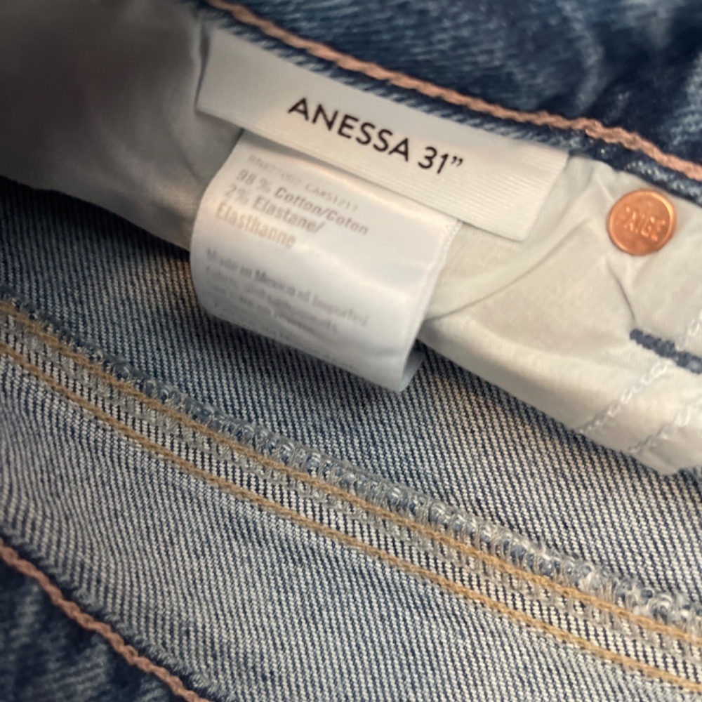 Paige EUC Anessa 31 Wide Leg Raw Hem Denim Jeans Sz 31 - Picture 7 of 10